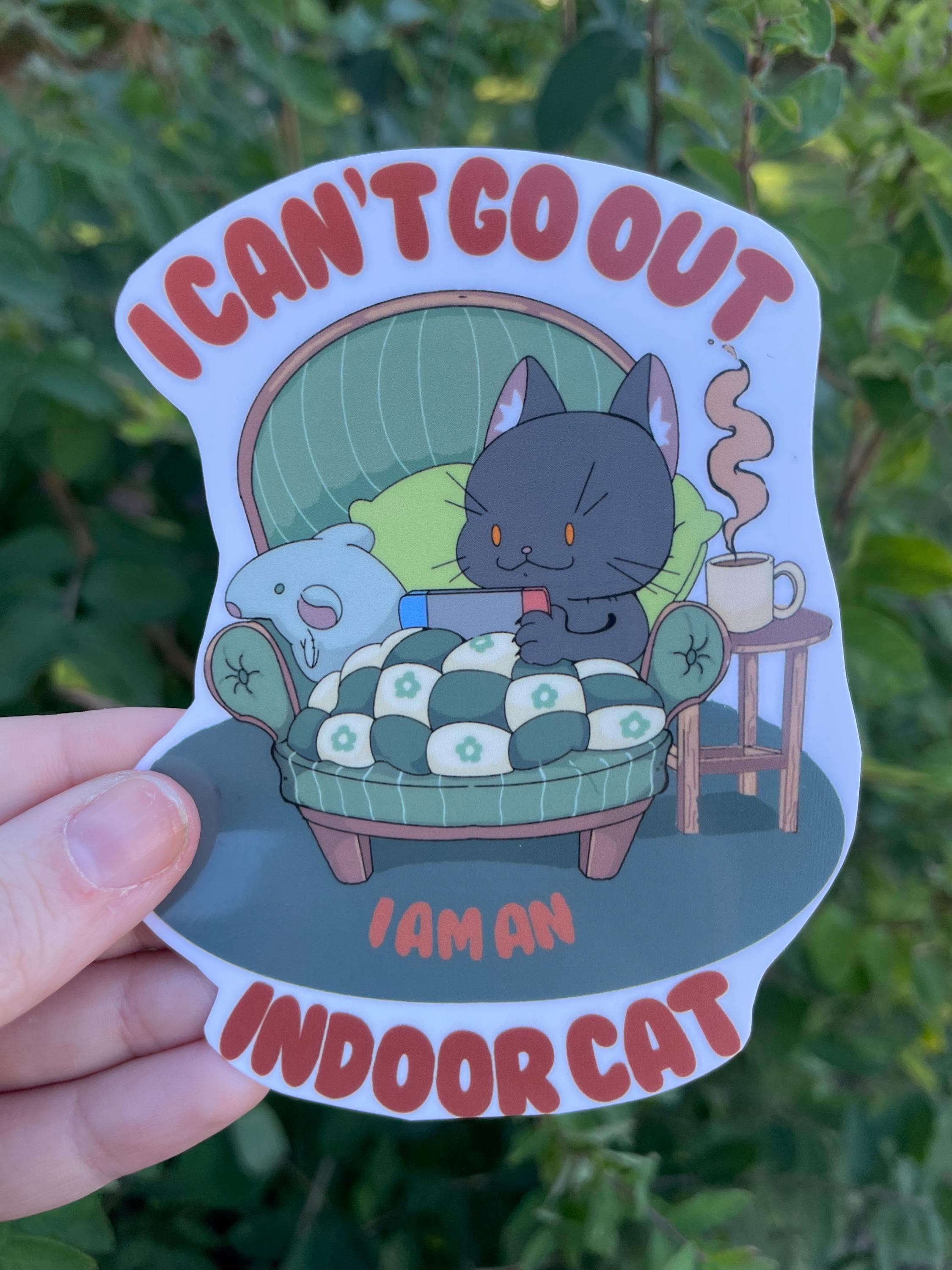 I’m an indoor cat gamer cozy sticker, vinyl, water proof
