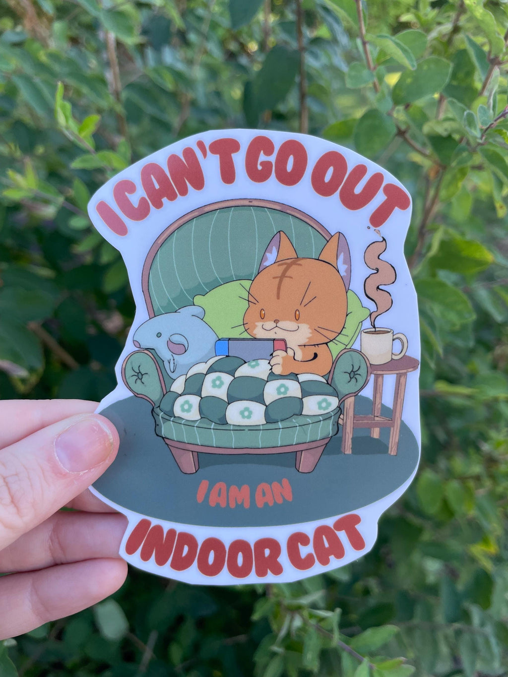I’m an indoor cat gamer cozy sticker, vinyl, water proof