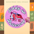 Basset hound giddy up butter cup large vinyl sticker