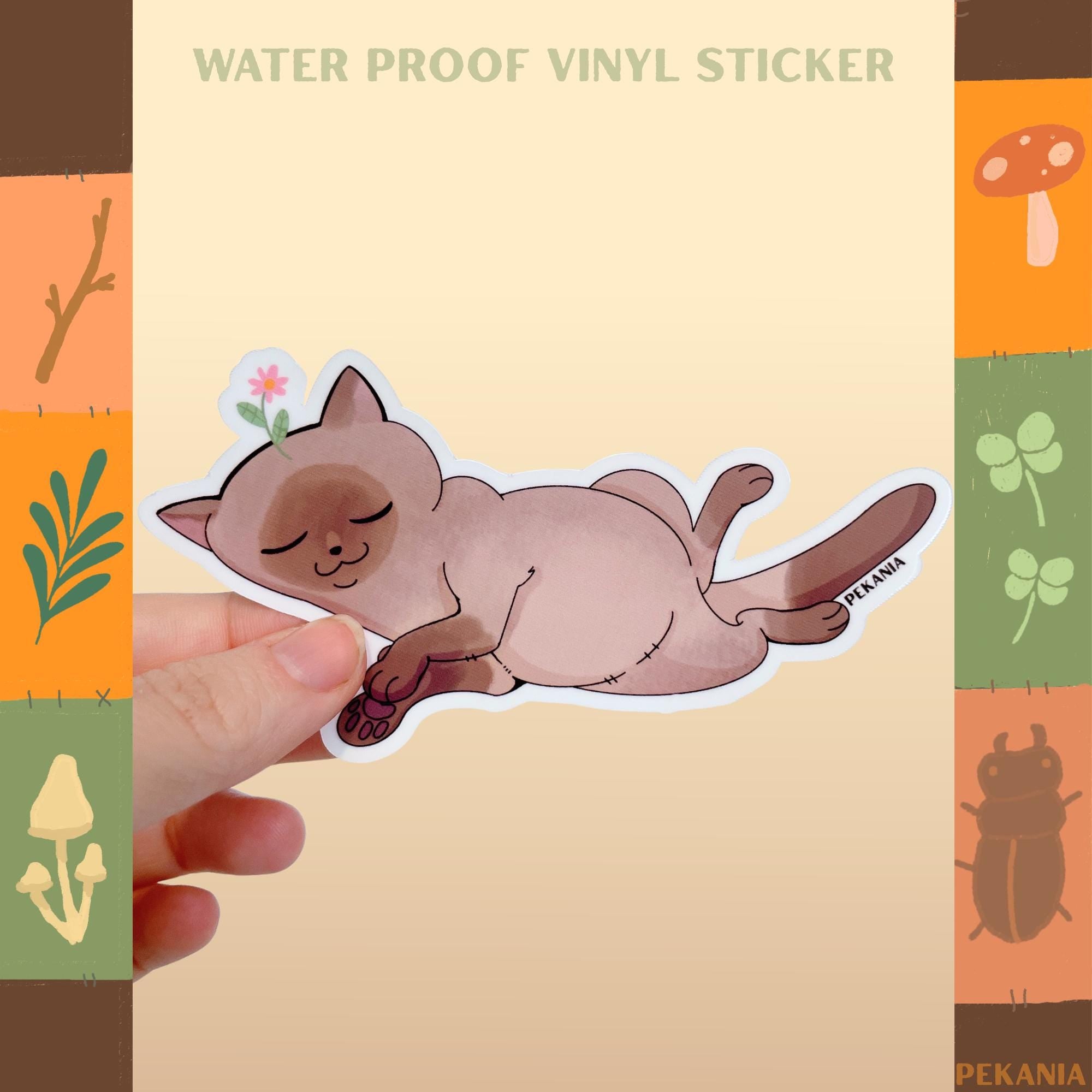 Adorable Cat flower vinyl sticker