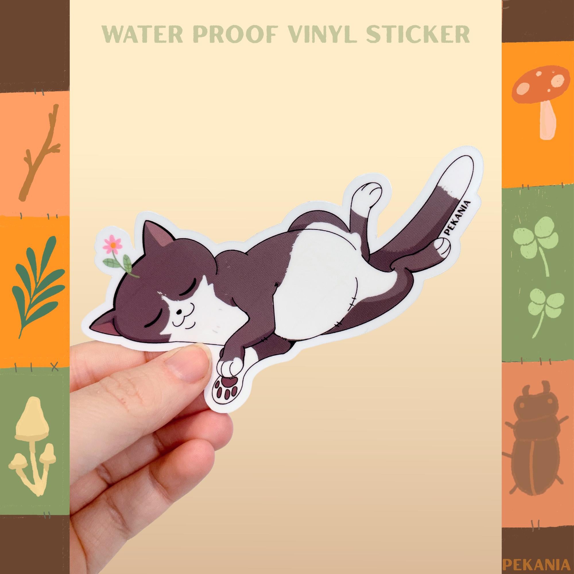 Adorable Cat flower vinyl sticker