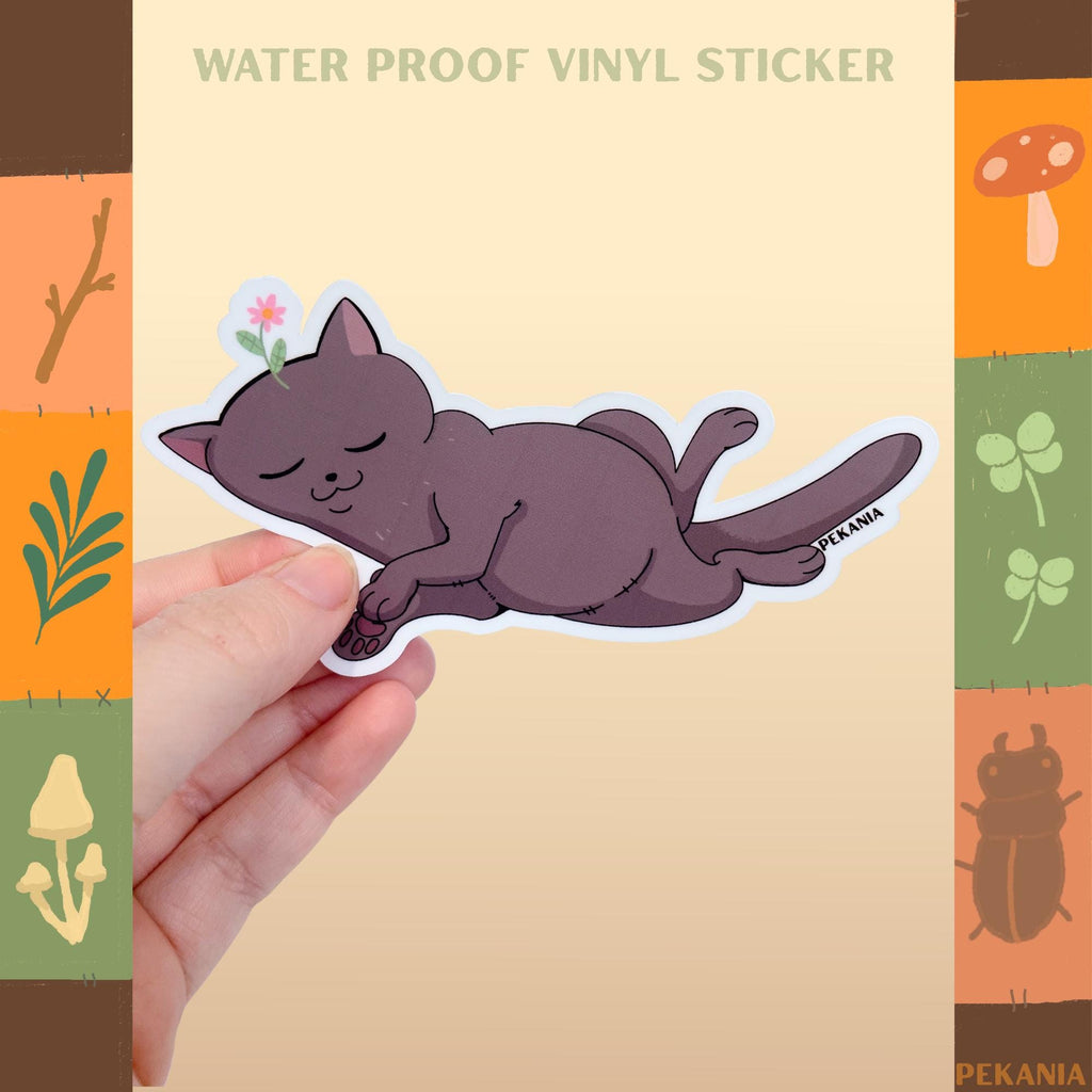 Adorable Cat flower vinyl sticker