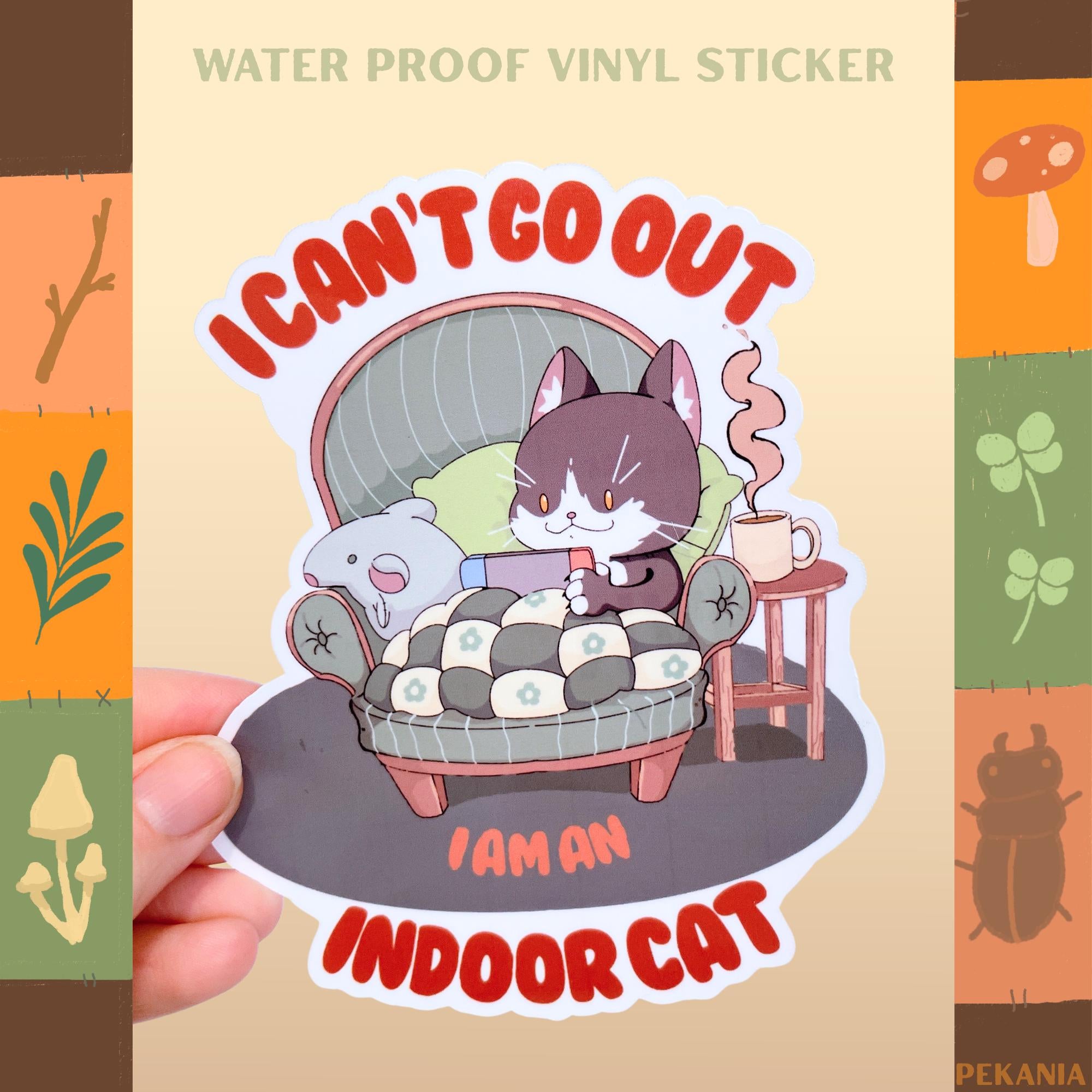 I’m an indoor cat gamer cozy sticker, vinyl, water proof
