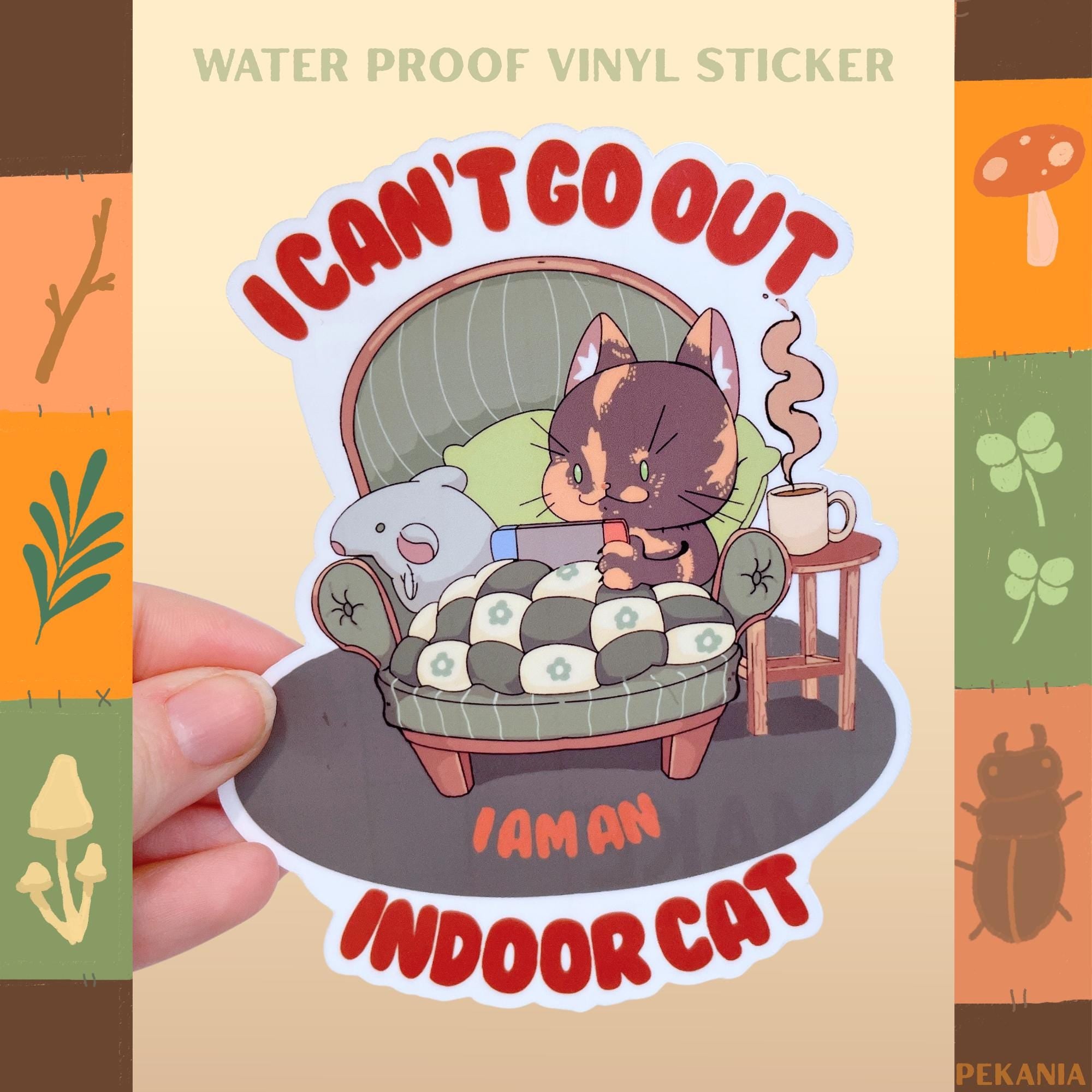 I’m an indoor cat gamer cozy sticker, vinyl, water proof
