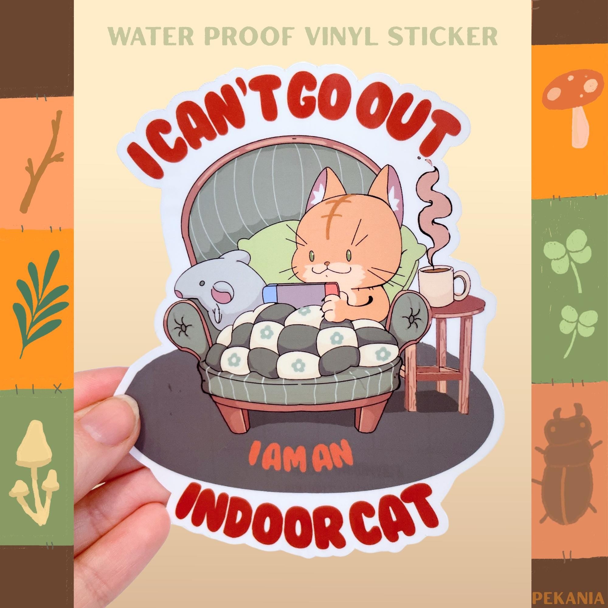 I’m an indoor cat gamer cozy sticker, vinyl, water proof