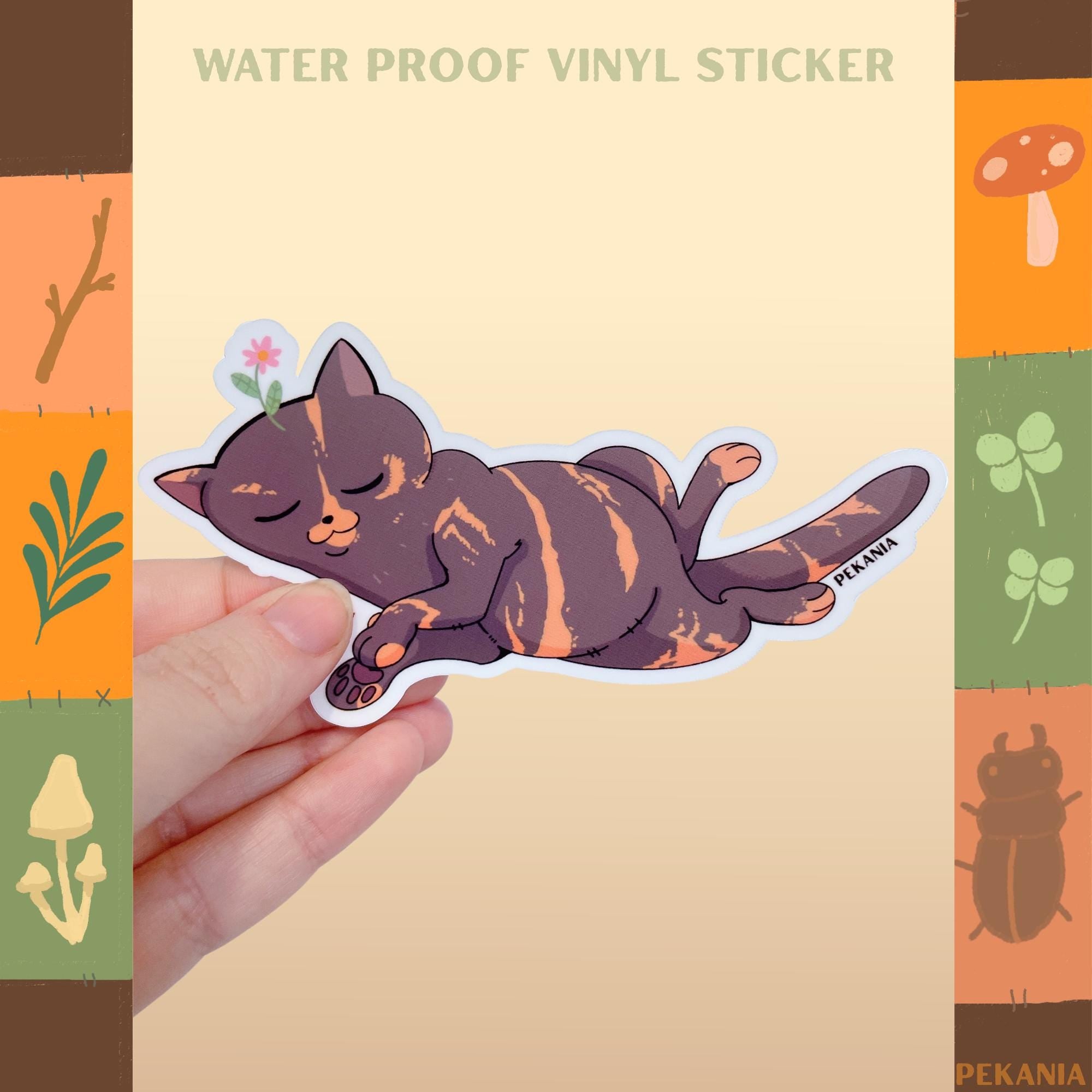 Adorable Cat flower vinyl sticker