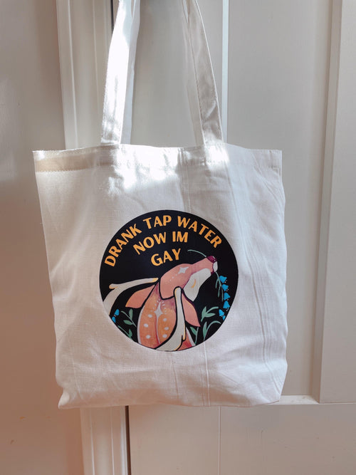 Drank tap water now I’m gay  Tote bag