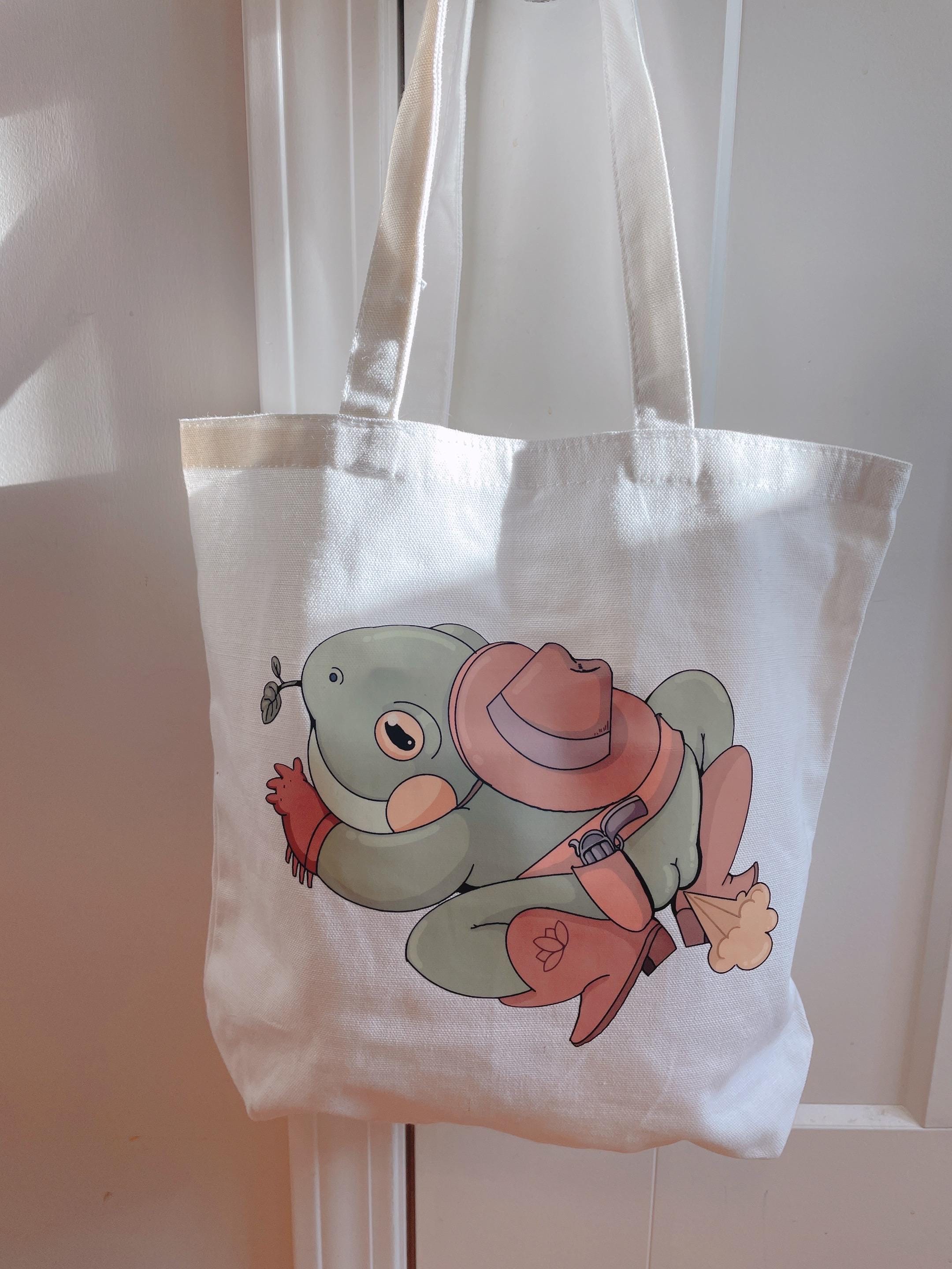 Rootin tootin cowboy frog tote bag