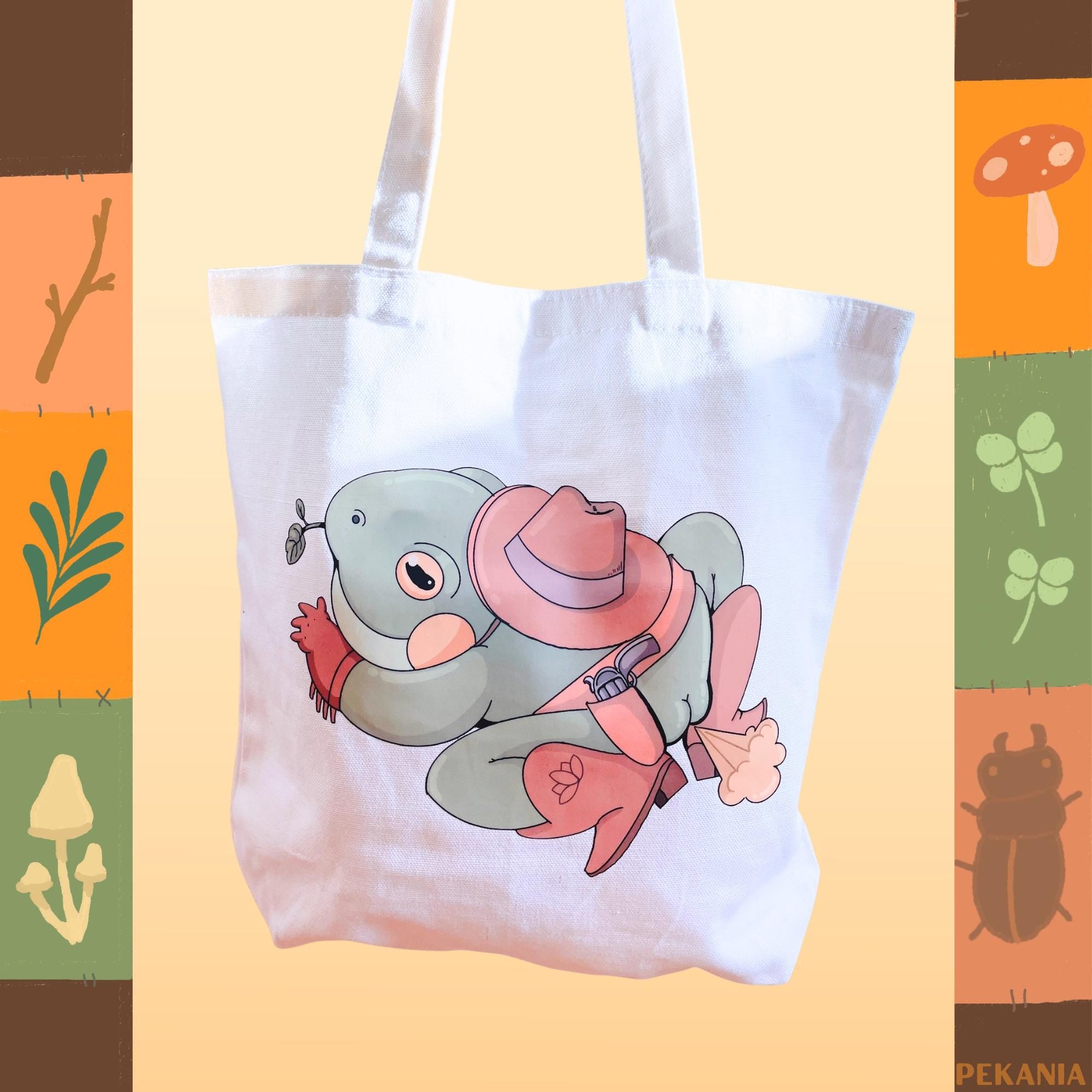 Rootin tootin cowboy frog tote bag
